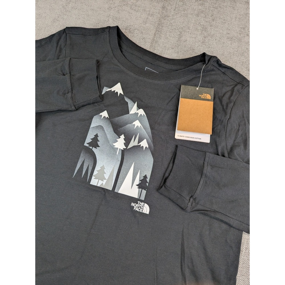 NWT The North Face Shirt Kids Girls XL 14-16 Black Graphic Long Sleeve Tee Top